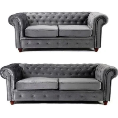 Grey 3+2 luxury chesterfield sofa set
