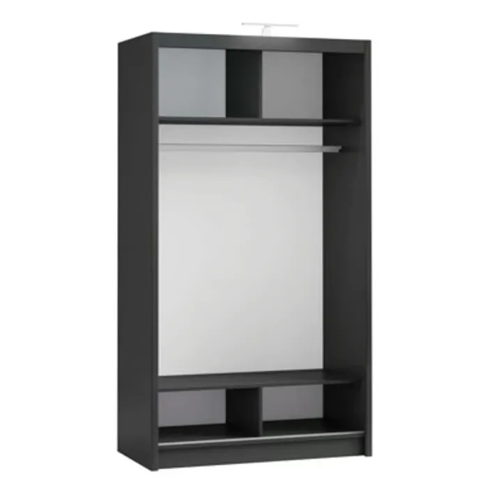Berlin 120cm black sliding wardrobe with full-length mirrors in a modern bedroom