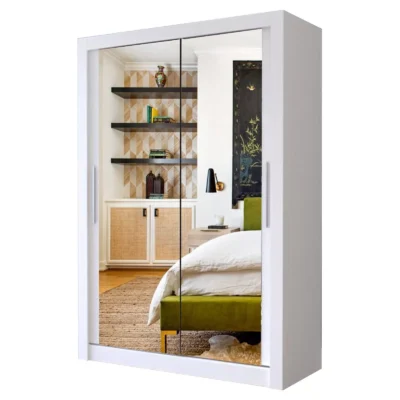 Modern design white sliding 150cm wardrobe