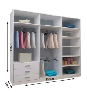 Milan 250cm mirrored sliding wardrobe with 3 doors in a stylish bedroom setting