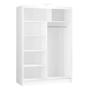 Berlin 150cm white sliding wardrobe with mirrored doors, ideal for bright and stylish interiors.