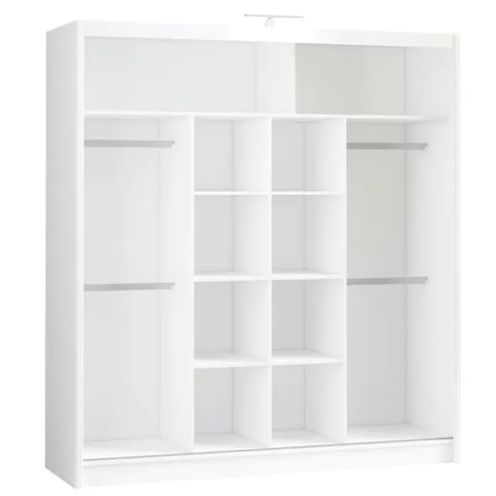 Berlin 203cm white sliding wardrobe with mirrored doors, perfect for bright, stylish interiors