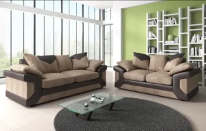 Dino 3+2 Beige Seater Sofa – Jumbo Cord & Leather, Stylish & Comfortable