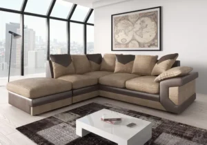 Dino Left Corner Sofa – Modern Jumbo Cord & Leather, Spacious Seating