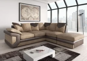 Dino Right Corner Sofa – Modern Jumbo Cord & Leather, Spacious Seating