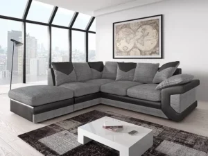 Dino Left Corner Sofa – Modern Jumbo Cord & Leather, Spacious Seating
