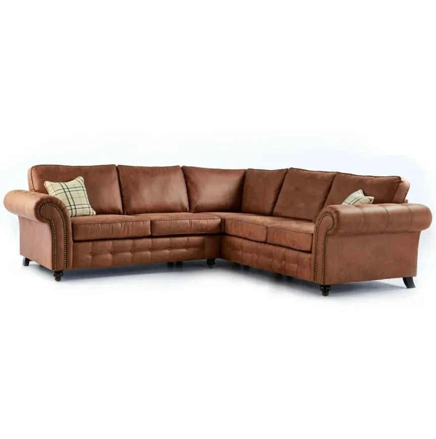 Oakland corner sofa in black, spacious L-shaped design for stylish UK interiors.