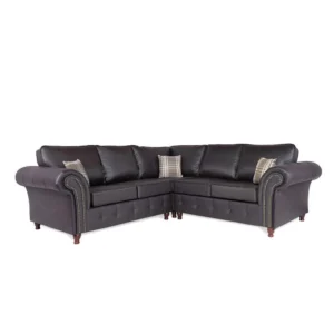 Modern black L-shaped corner sofa UK – Oakland range with luxury fabric.