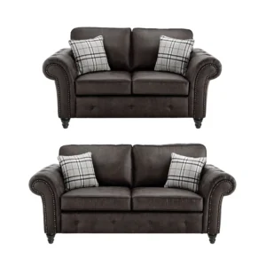 Oakland 3+2 seater sofa in brown, stylish and comfortable with deep-filled cushions