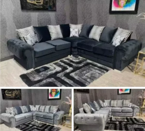 Verona 3+2 corner sofa in black grey and steel colors