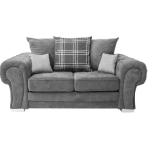 Verona 2 seater sofa in grey soft chenille fabric, providing soft, durable seating with a modern look.