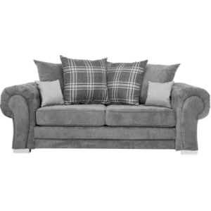 Verona 3 seater sofa in grey soft chenille fabric, providing soft, durable seating with a modern look.