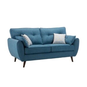 Zinc 3 Seater Teal Fabric Sofa with Wooden Legs – Elegant and Cozy Sofa for Living Room