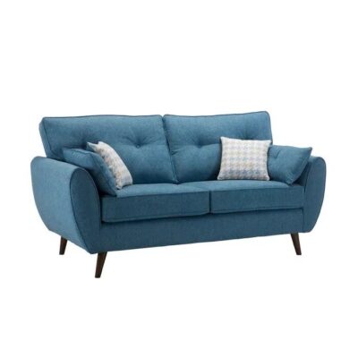 Zinc 3 Seater Teal Fabric Sofa with Wooden Legs – Elegant and Cozy Sofa for Living Room