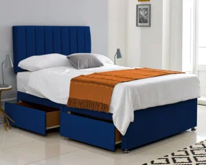 Plush velvet divan bed with storage drawers, headboard, and mattress options – solid wood base, 3ft to 6ft UK sizes, affordable luxury bed