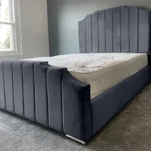 Art Deco velvet bed with storage, UK sizes: Single, Double, King, Super King. Fast delivery & cash on delivery across UK