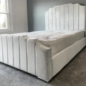 Art Deco velvet bed with storage, UK sizes: Single, Double, King, Super King. Fast delivery & cash on delivery across UK