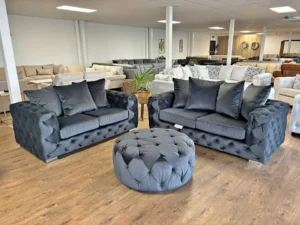 Ashton Black 3+2-seater Sofa with Tufted Back