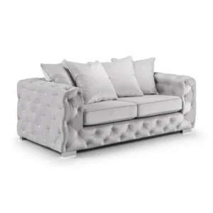 Ashton Silver Velvet 3+2 Seater Sofa with Tufted Back