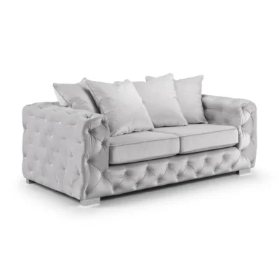 Ashton Silver Velvet 3+2 Seater Sofa with Tufted Back