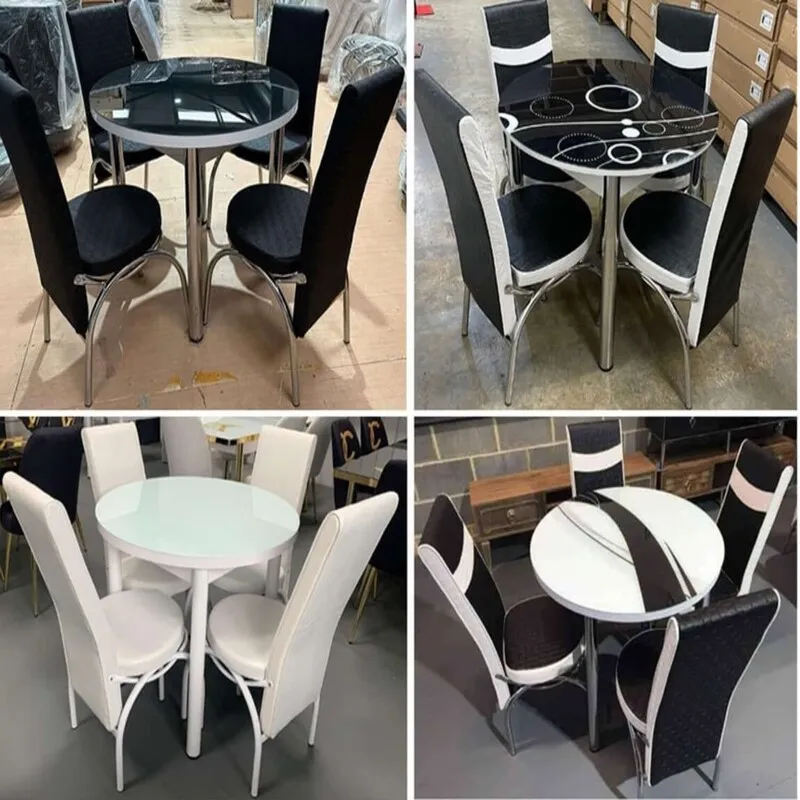 high gloss modern round dining table with 4 chairs in uk