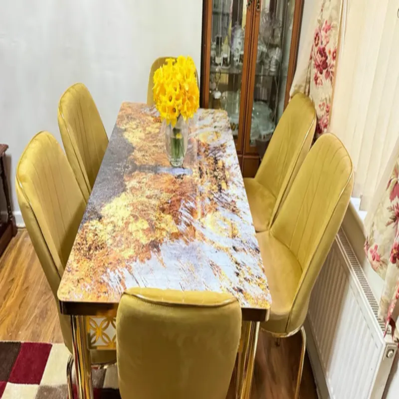 Luxury gloss dining yellow table with 4 or 6 chairs in uk