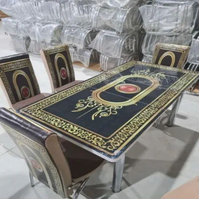Luxury black and gold dining set with classic Arabic design