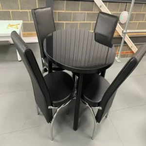 high gloss modern round dining table with 4 chairs perfect for uk homes